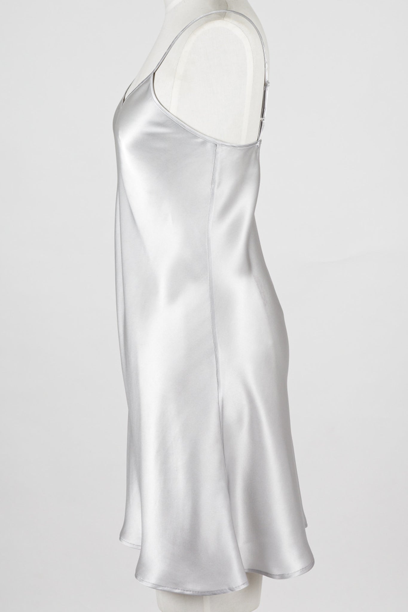 Silk Lace Chemise Slip - Silver