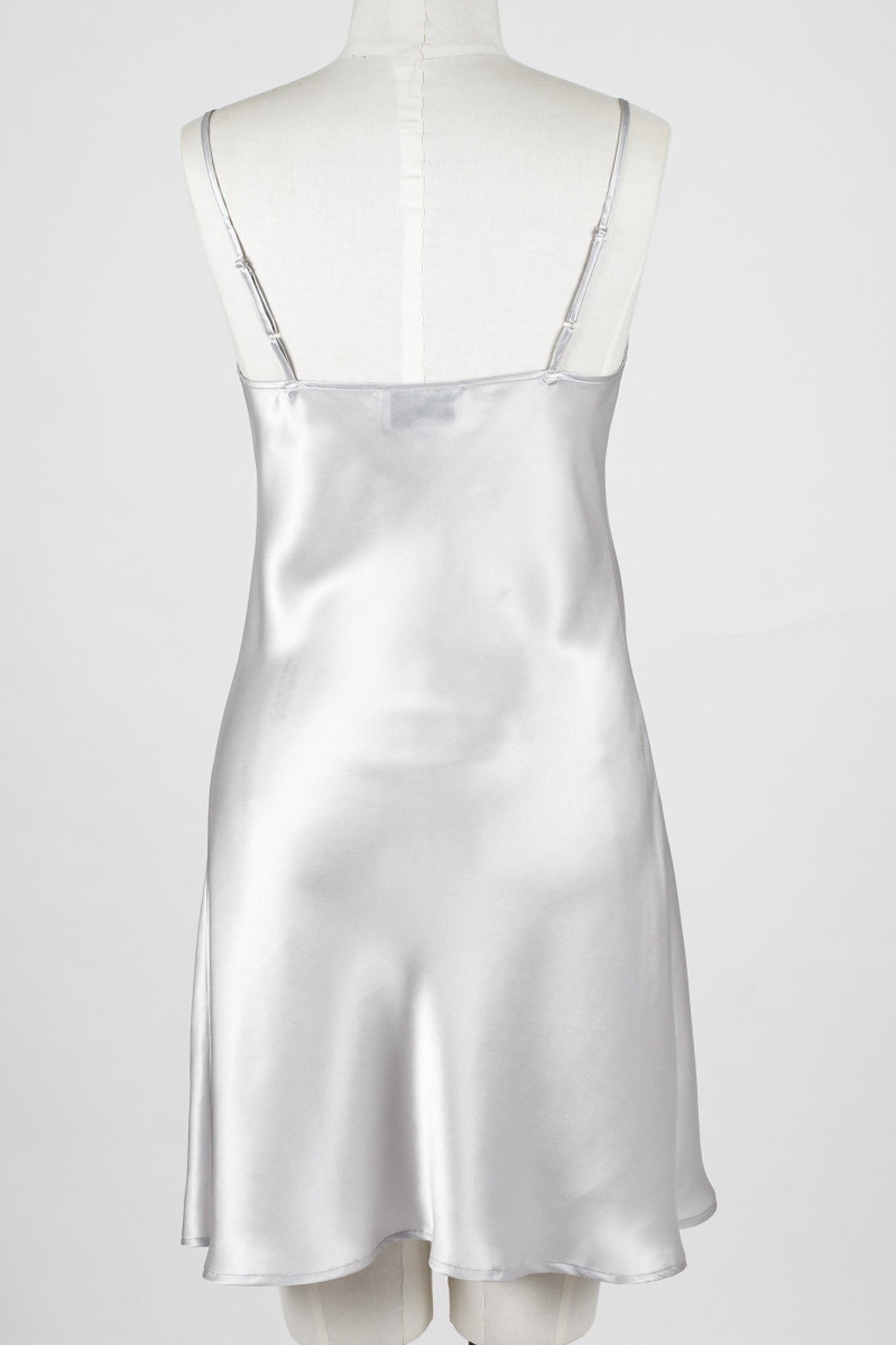 Silk Lace Chemise Slip - Silver