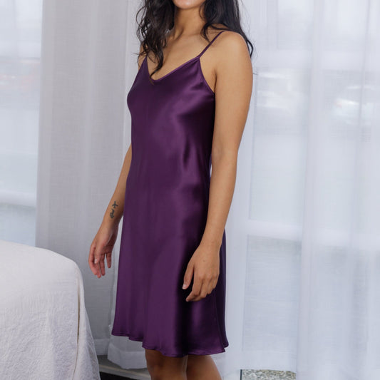 Silk Slip Chemise - Purple