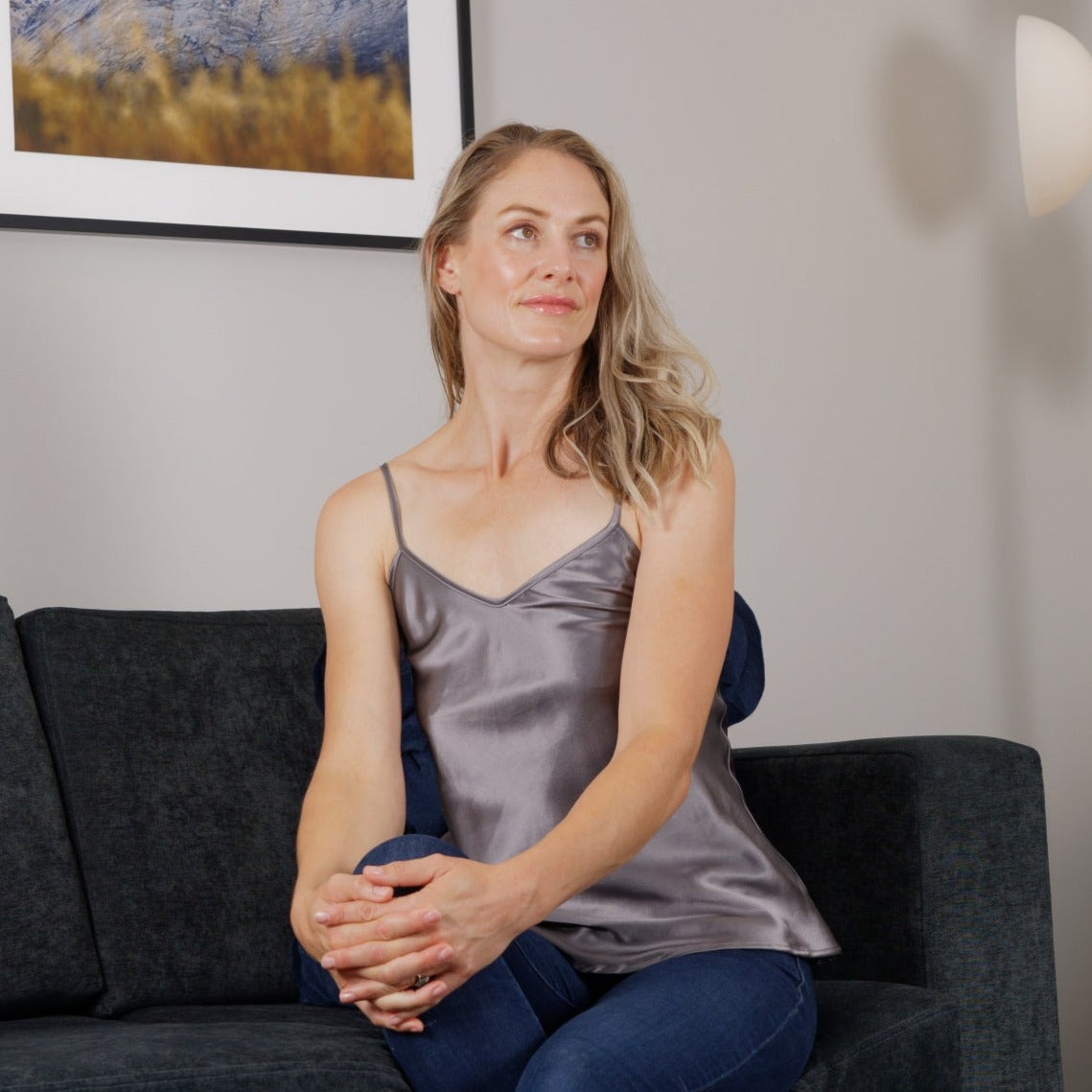 Silk Camisole top - Gunmetal