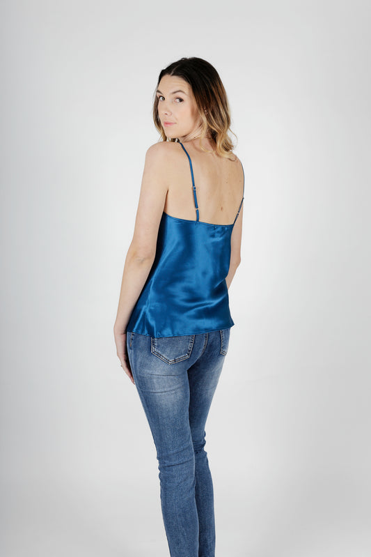 Silk Lace Camisole top -  Sapphire
