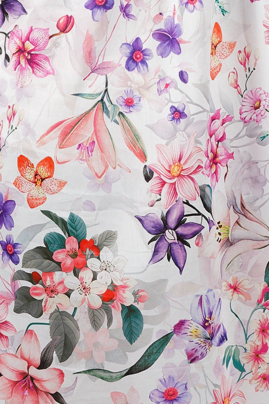 Cotton Winter Pyjamas Purple Alstroemeria