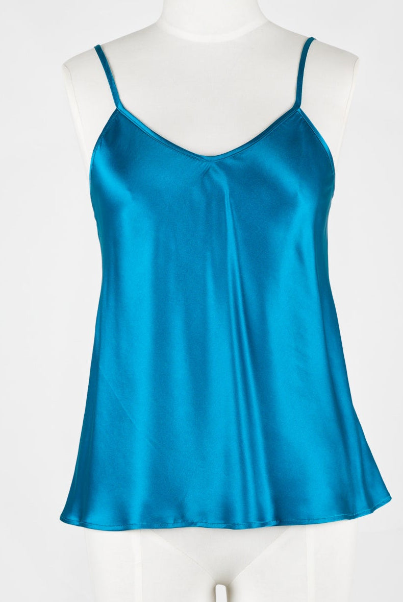 blue silk camisole on mannequin