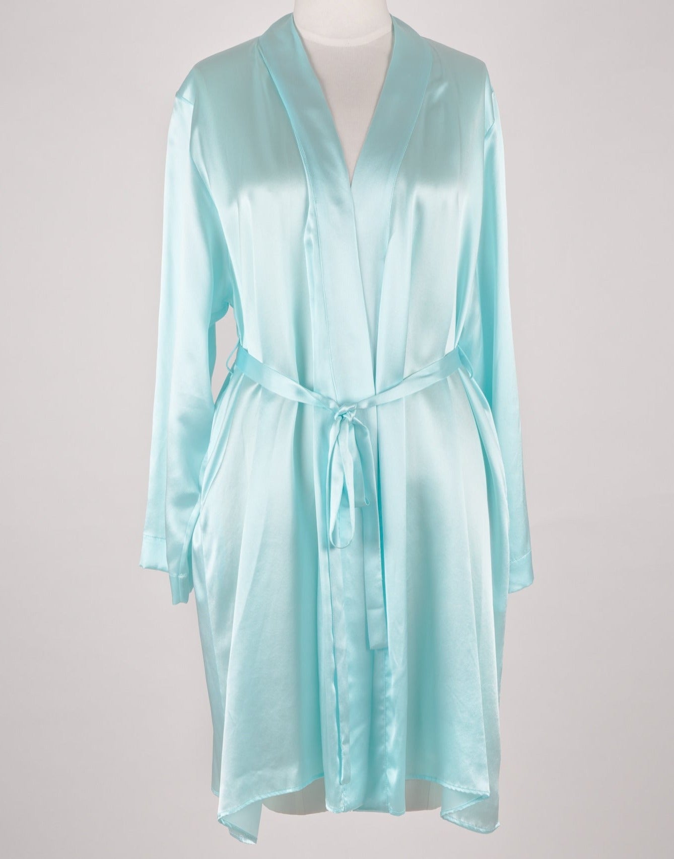 Silk  Wrap Dressing Gown - Mint