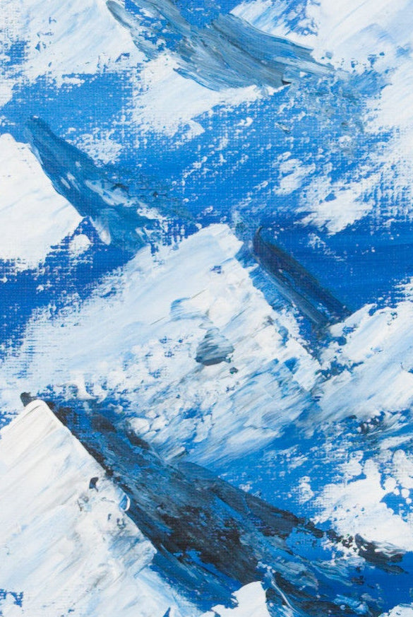 blue silk satin scarf with mountain print