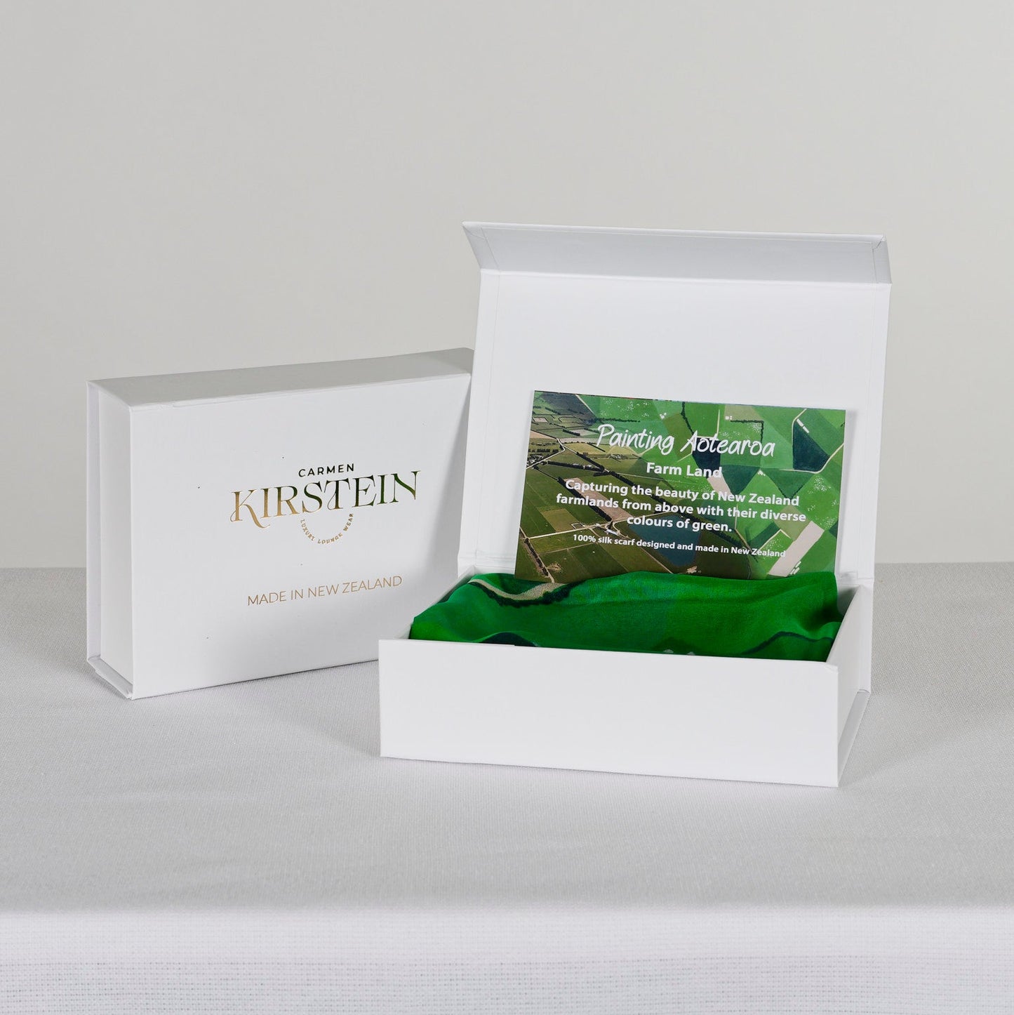 NZ inspired silk scarf - Farm Lands