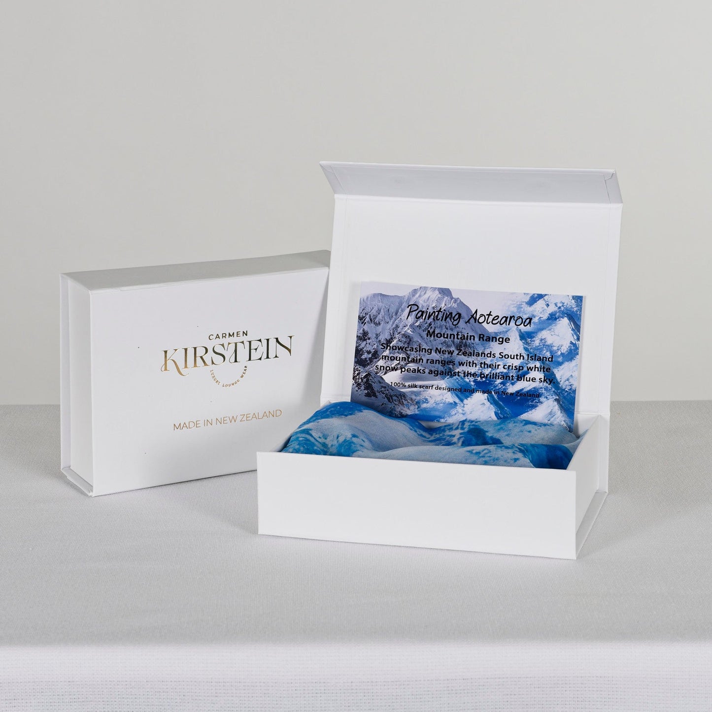 NZ inspired silk scarf - Mountain Ranges