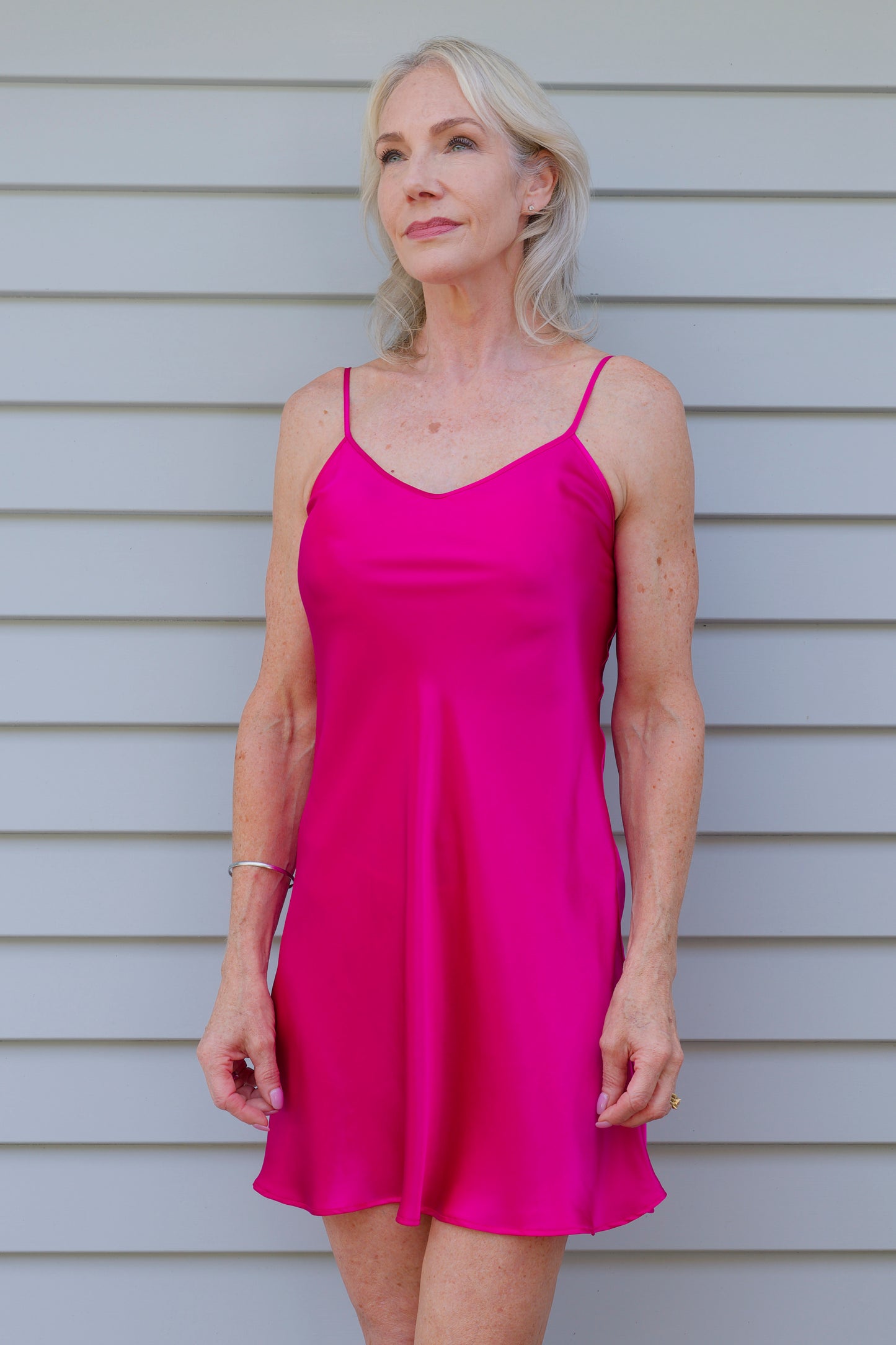 Silk Chemise slip - Fuchsia