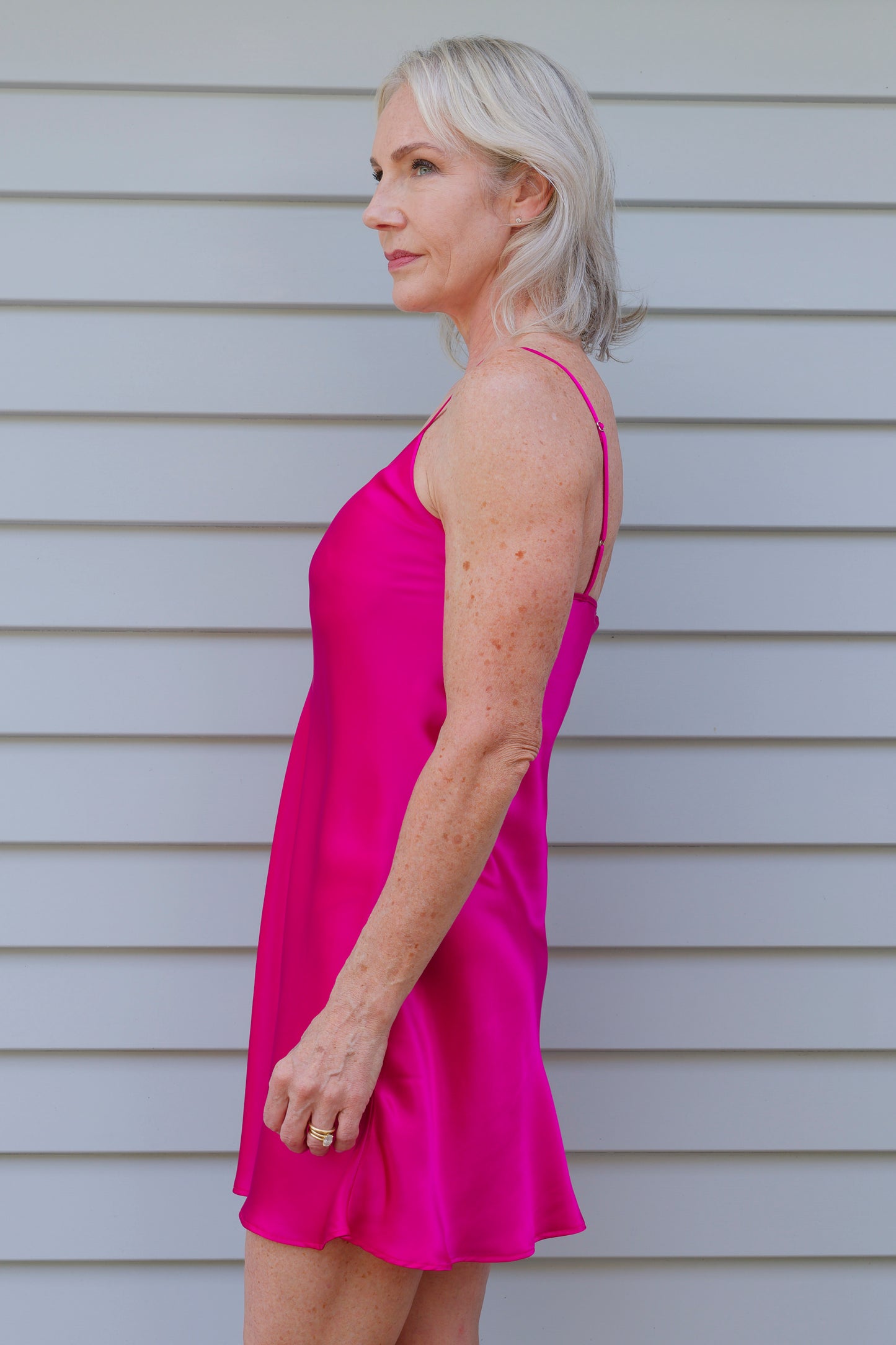 Silk Chemise slip - Fuchsia