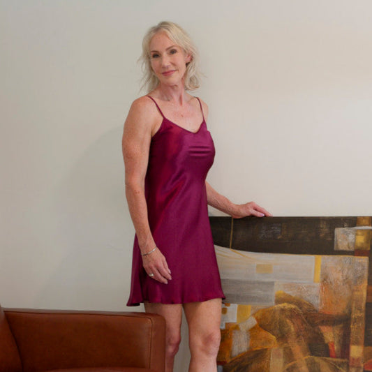Silk Slip Chemise - Merlot