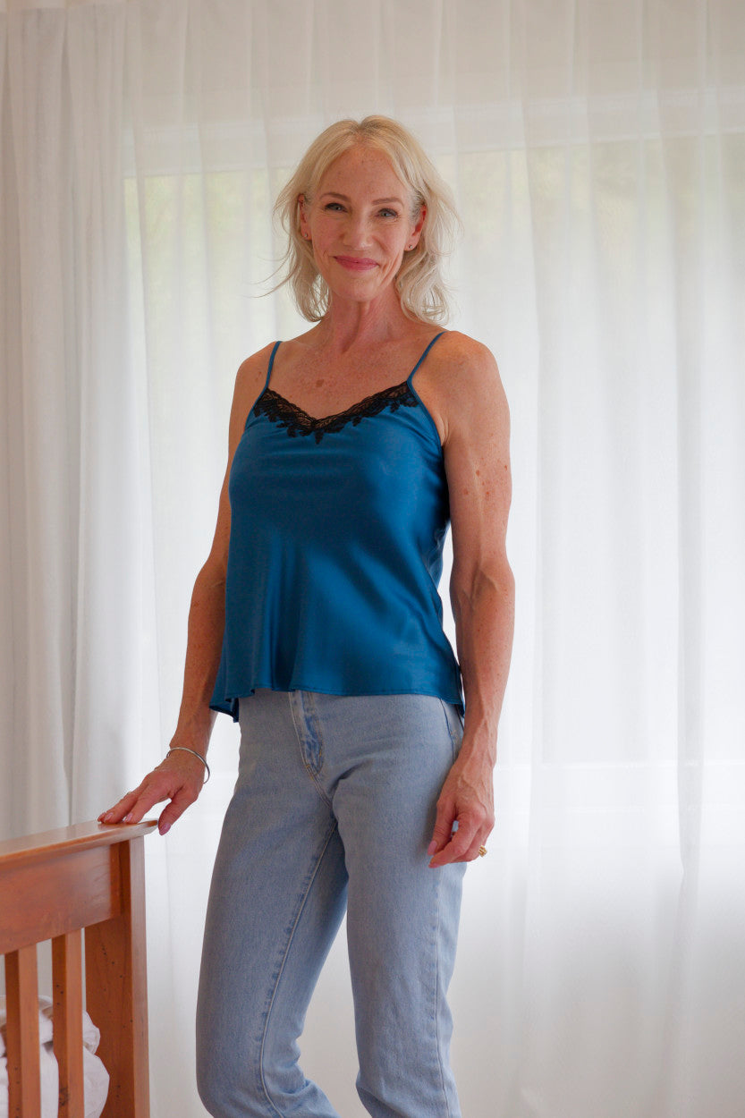 Silk Lace Camisole top - Sapphire