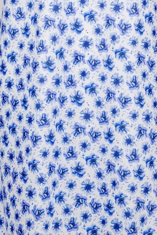 close up of blue floral cotton nightie