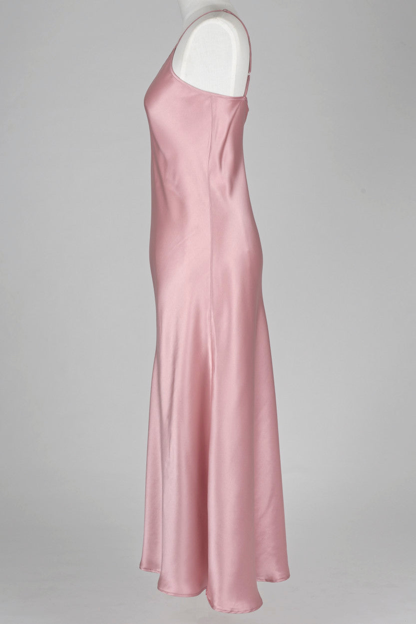 Silk Long Chemise Slip - Rose