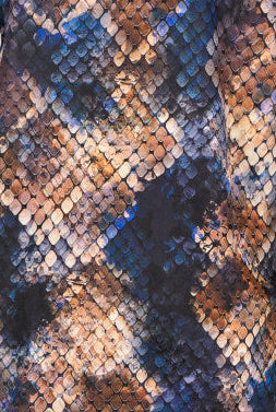 snake print of blue and gold cotton winter long sleeve pjs