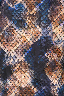 snake print of blue and gold cotton winter long sleeve pjs