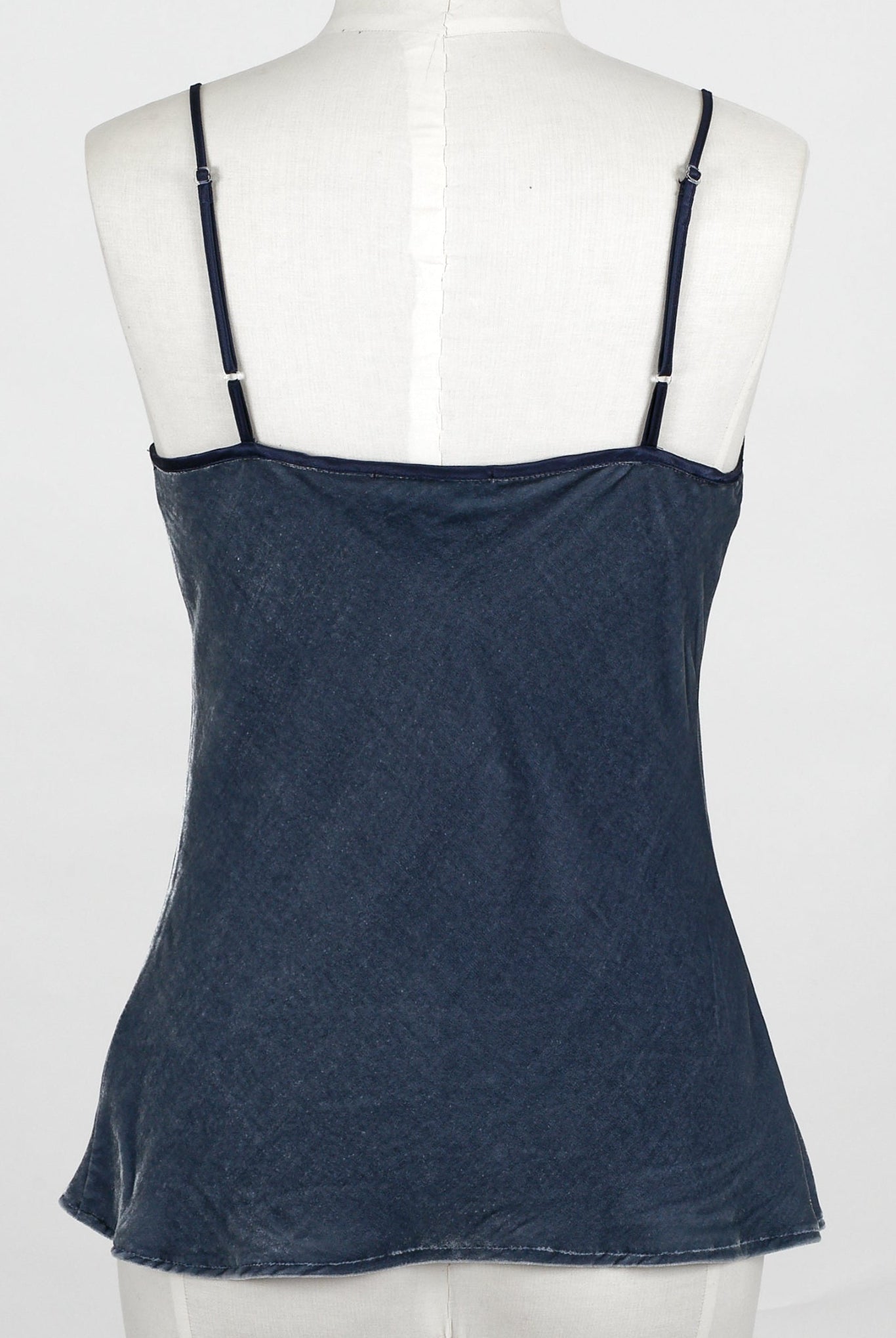 denim blue silk velvet camisole