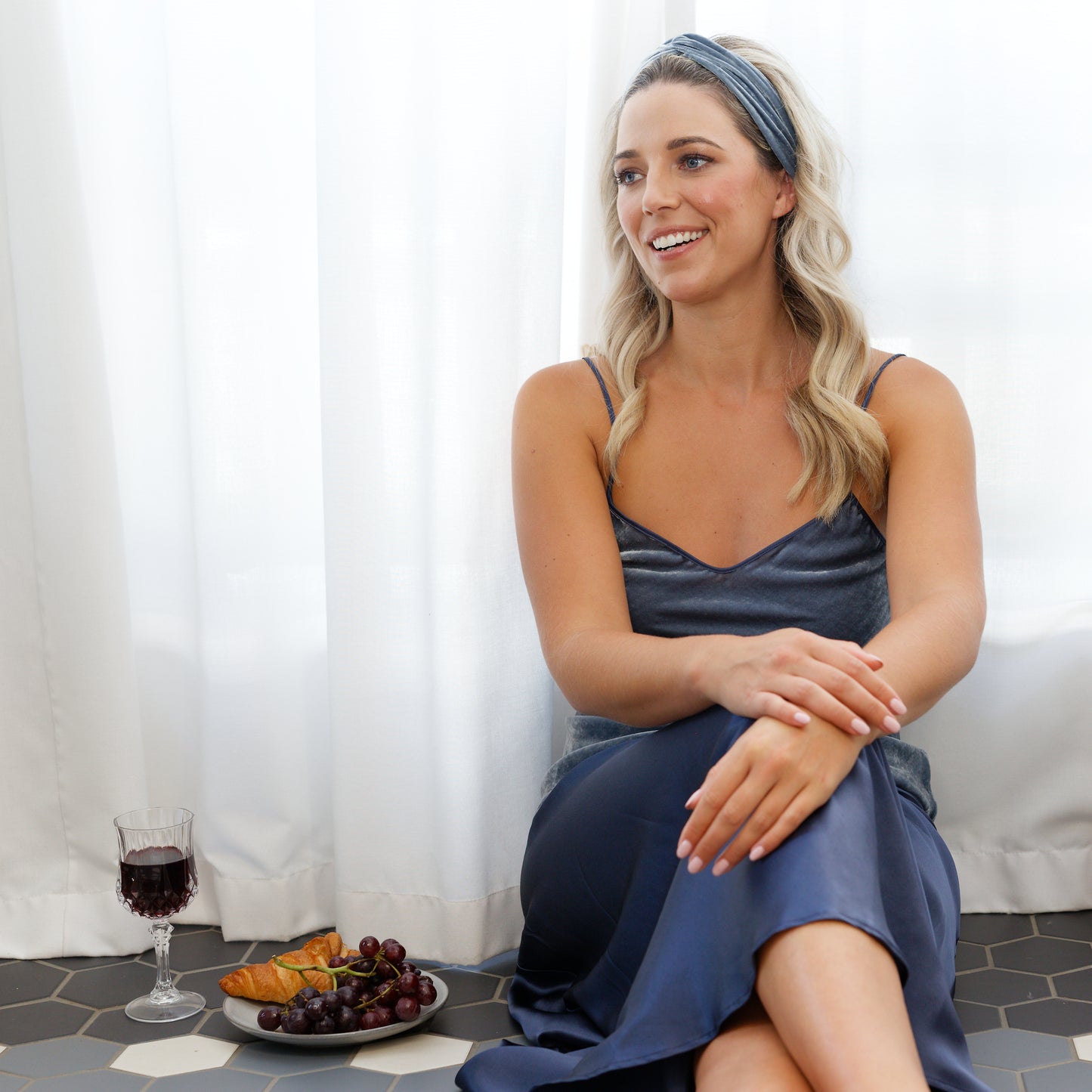 Silk Velvet Cami - Denim