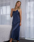 Silk Long Chemise Slip - Navy