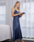 Silk Long Chemise Slip - Navy