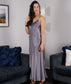 Silk Long Chemise Slip - Gunmetal