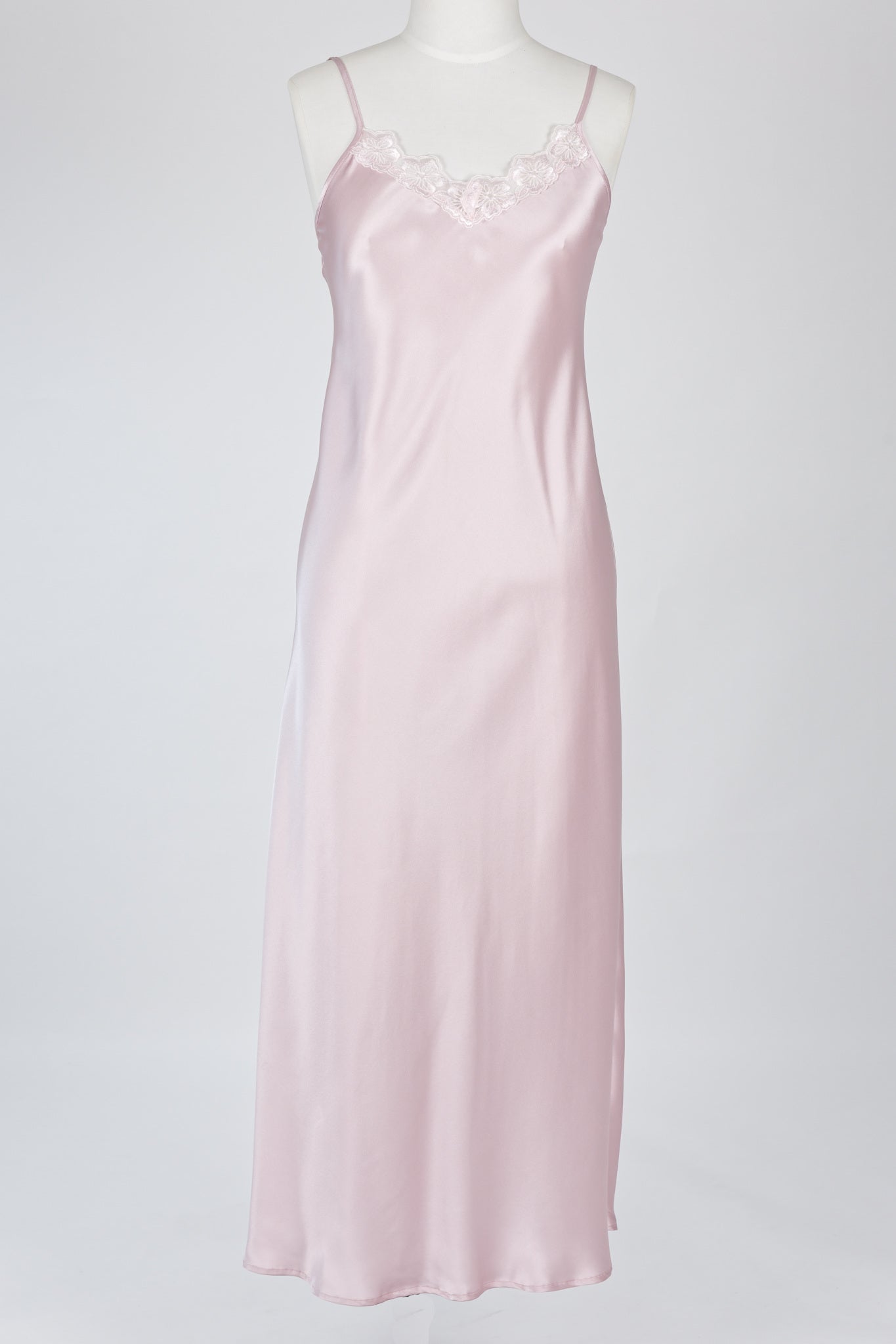 Silk Long Lace Chemise  Slip - Musk