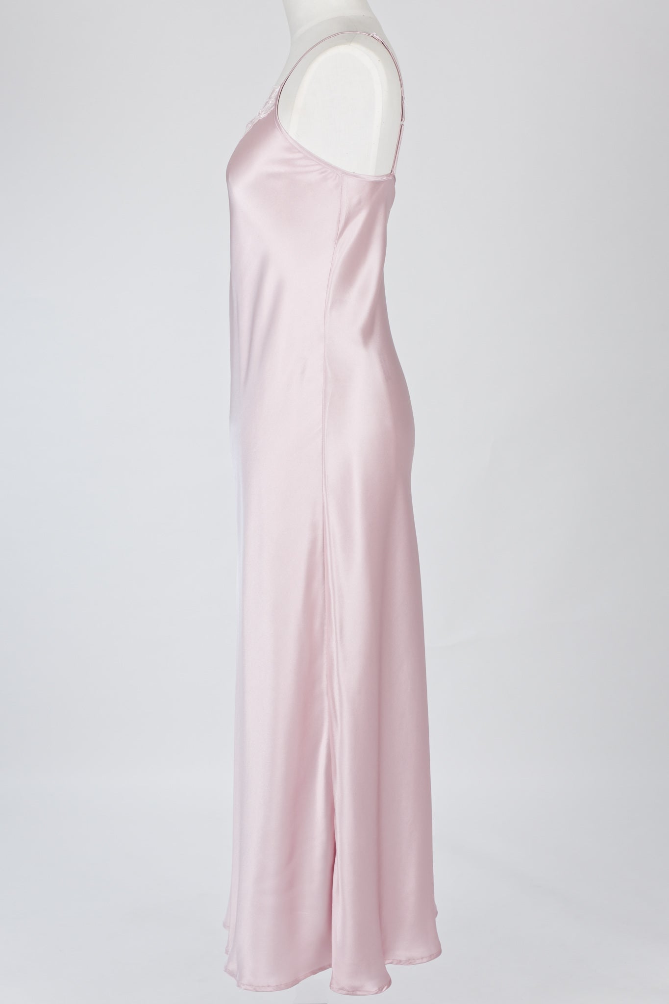 Silk Long Lace Chemise  Slip - Musk