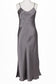 Silk Long Chemise Slip - Gunmetal
