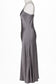 Silk Long Chemise Slip - Gunmetal
