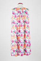 Colorful floral cotton nightie dress on a mannequin against a white background