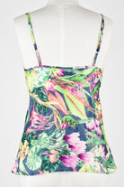 mannequin wearing tropical green print silk cami 