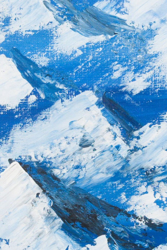 blue silk satin scarf with mountain print 