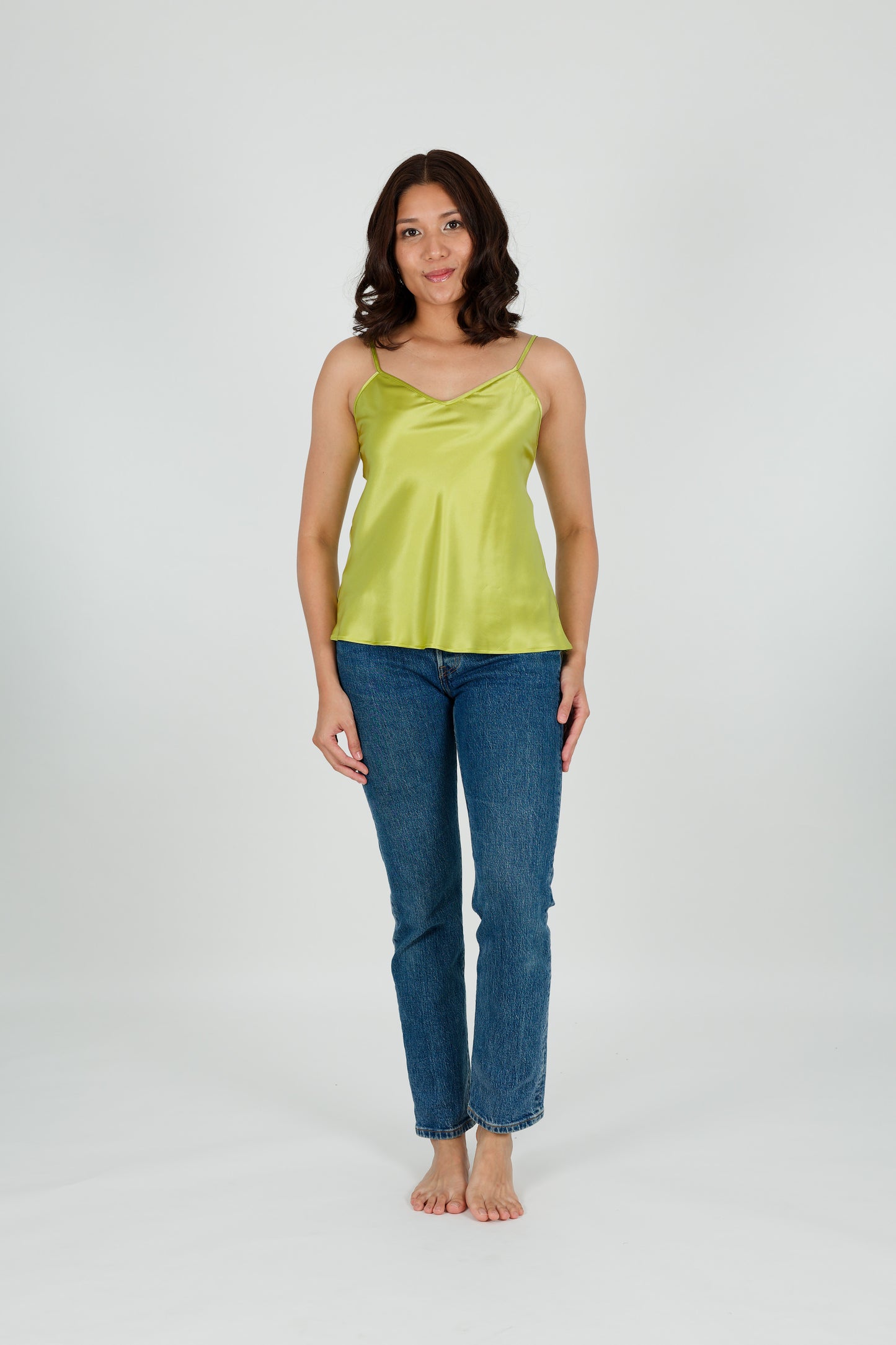 Silk Camisole top - Electric Green