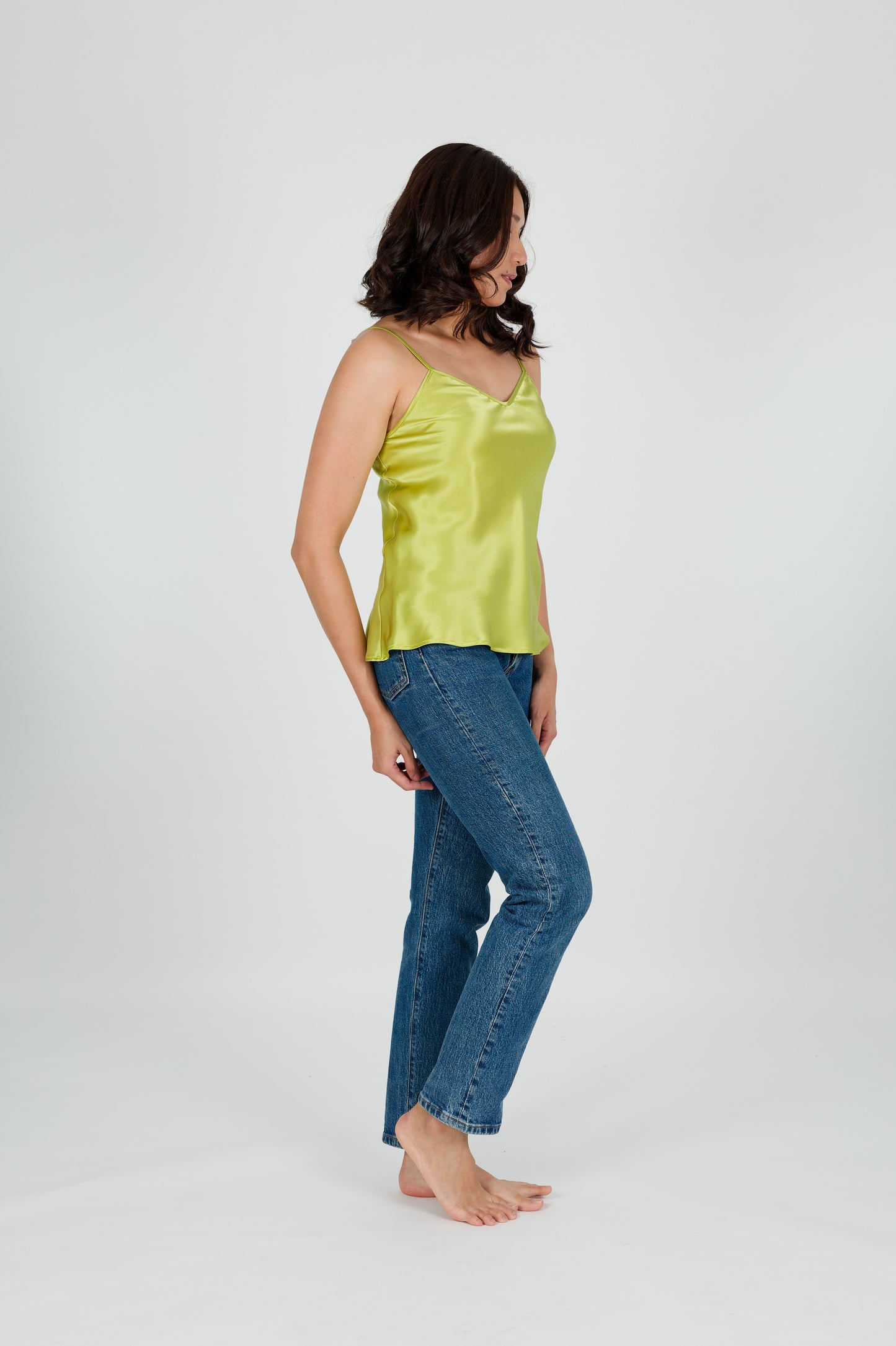 Silk Camisole top - Electric Green