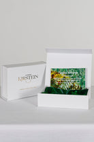 silk chiffon scarf in green forest print in white gift box