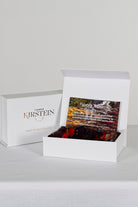 silk chiffon scarf in red print in white gift box
