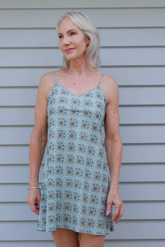 Cotton Chemise slip nightie Moroccan Tiles