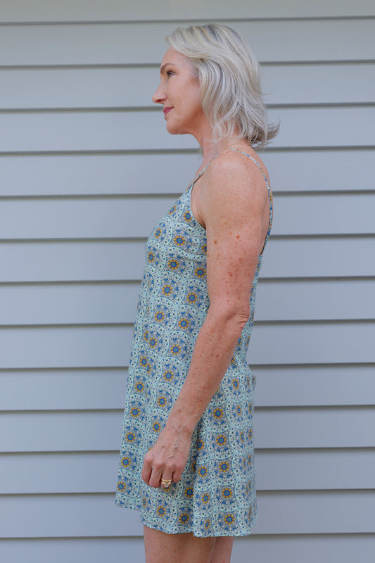 Cotton Chemise slip nightie Moroccan Tiles