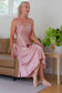 Silk Long Chemise Slip - Rose
