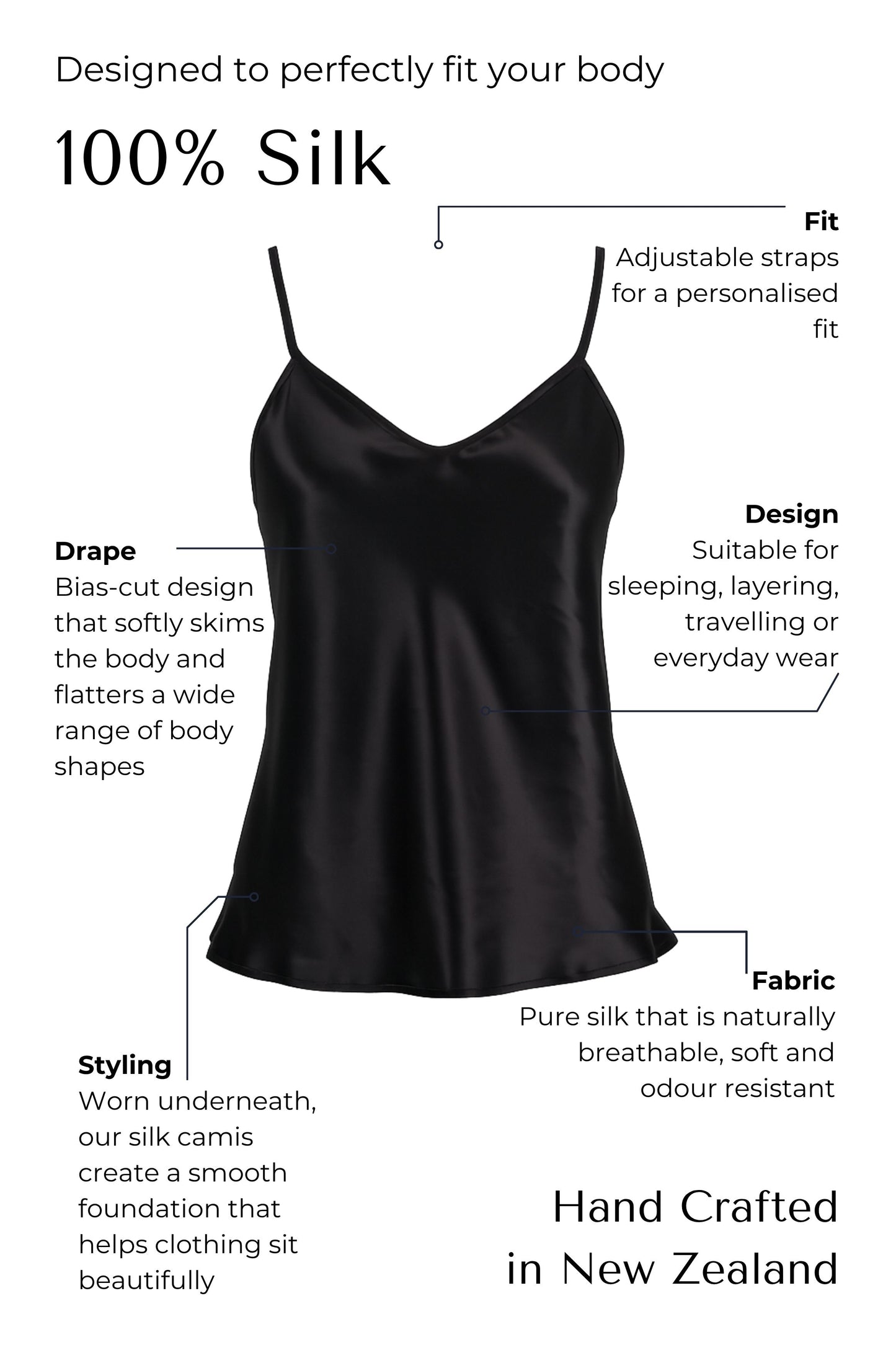 Silk Camisole top - Black