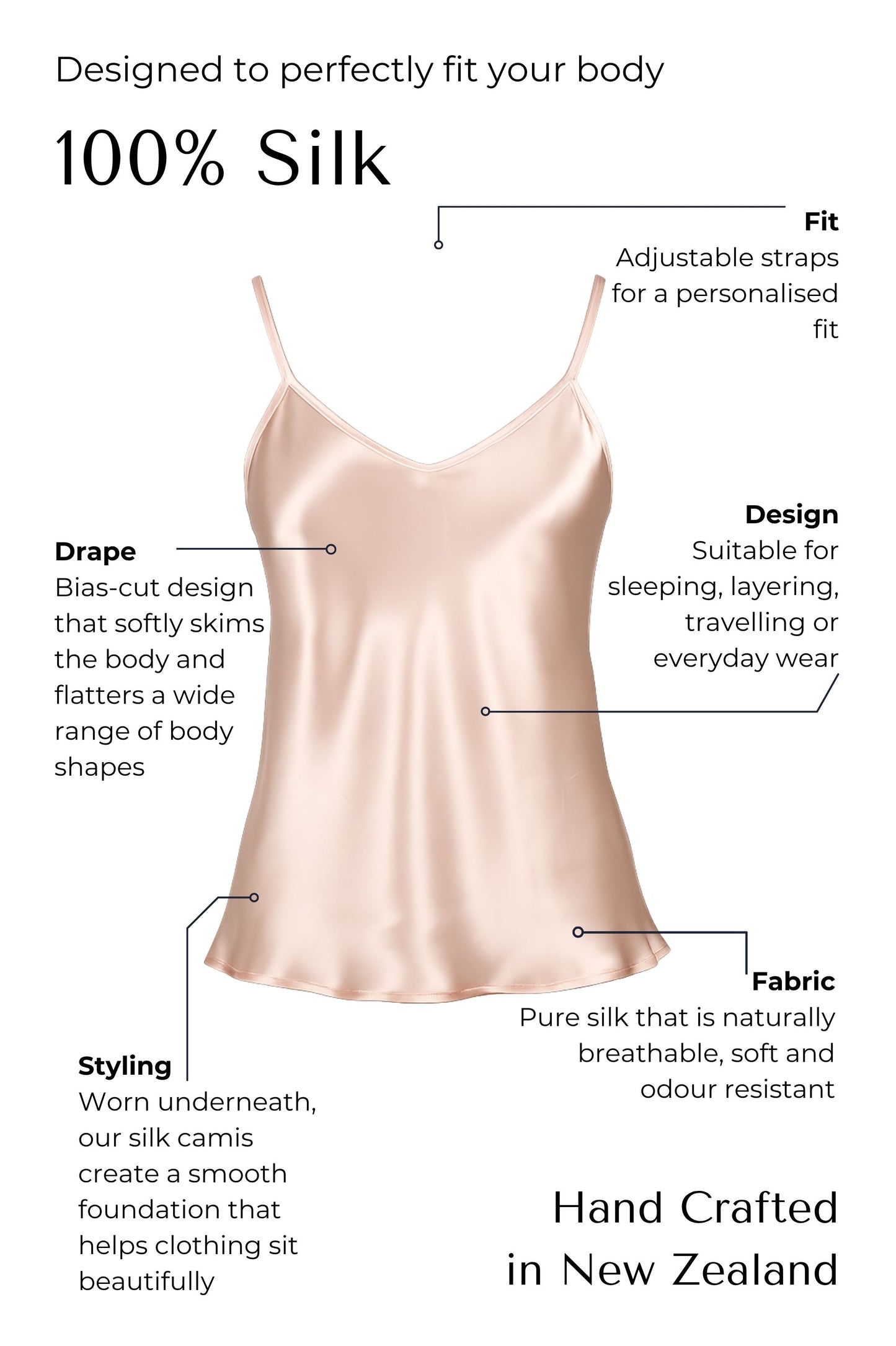 Silk Camisole top - Light Pink