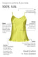 bright green silk camisole with features highlighted on a white background