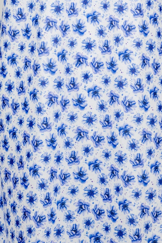 close up of blue floral cotton nightie