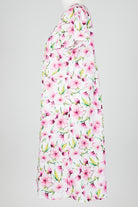 pink Floral patterned nightie dress on a mannequin against a white background