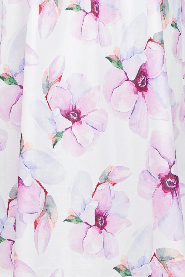 magnolia flower print on a cotton nightie