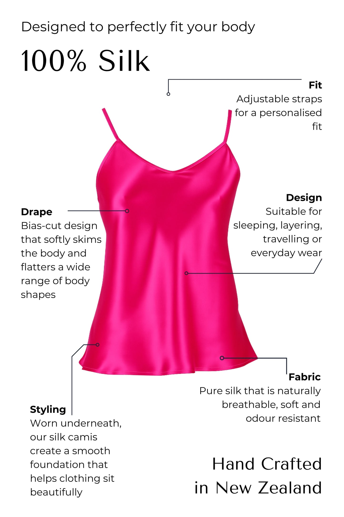 Silk Camisole top - Fuchsia