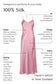 Pink satin silk slip dress with features labeled on a white background