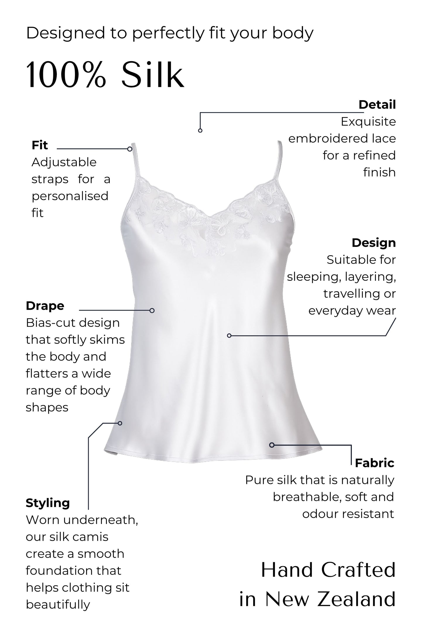 Silk Lace Camisole top - Silver