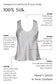 silver Silk camisole with features highlighted on a white background