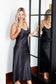 Silk Long Chemise Slip - Black