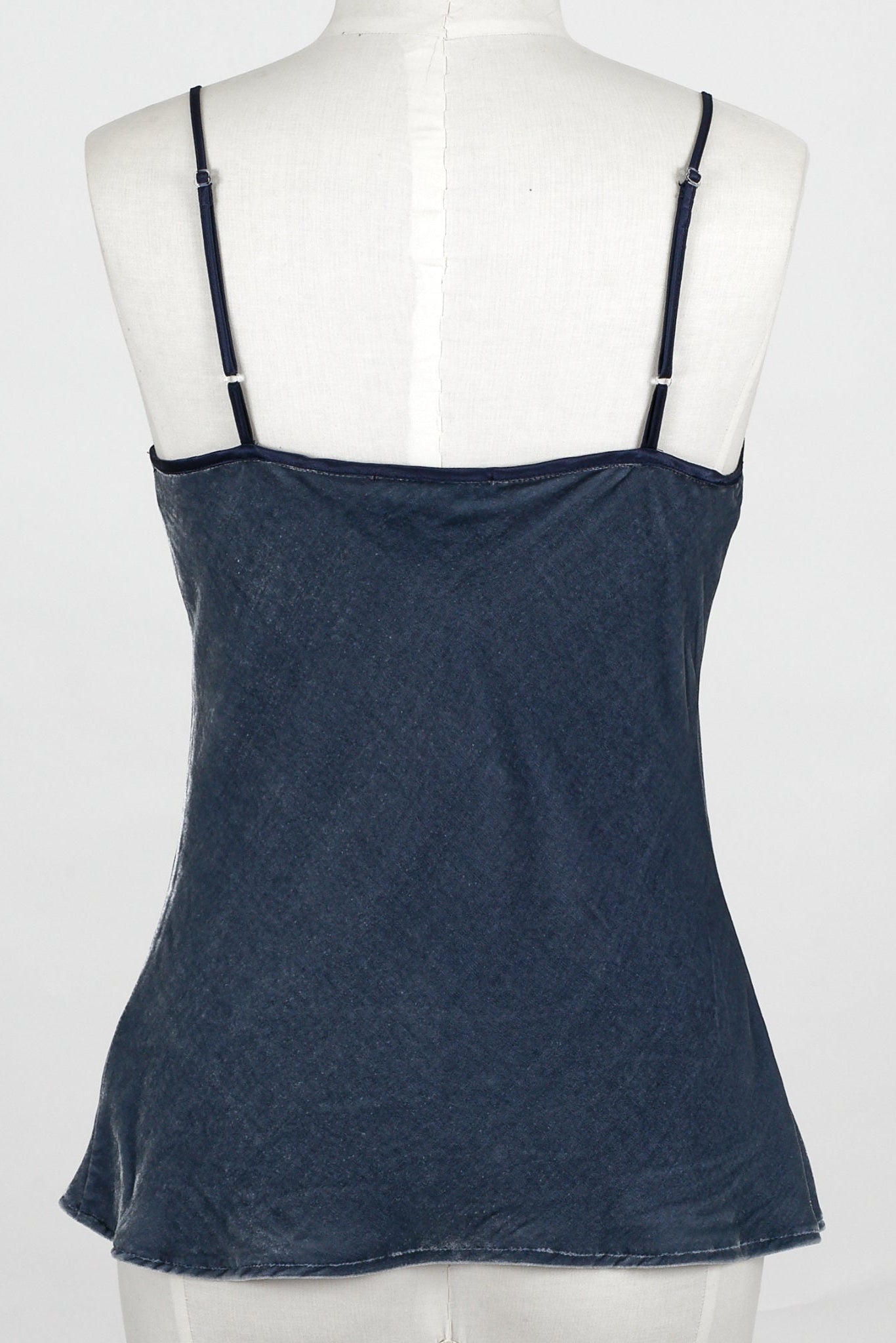 denim blue silk velvet camisole